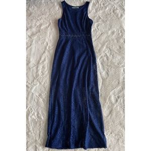 Long Navy Blue Lace Dress, Size: S